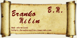 Branko Milin vizit kartica